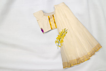 Tharakam - Kerala Style Crop top, skirt and dupatta